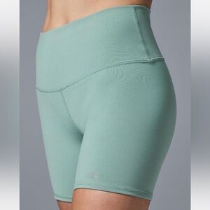 Alo 5" Airbrush High-Waist Biker Shorts - Botanical Green